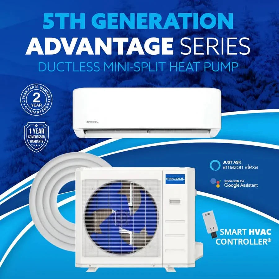 MRCOOL Advantage 5th Gen 12,000 BTU 21.3 SEER2 Ductless Mini Split Air Conditioner and Heat Pump - 230V