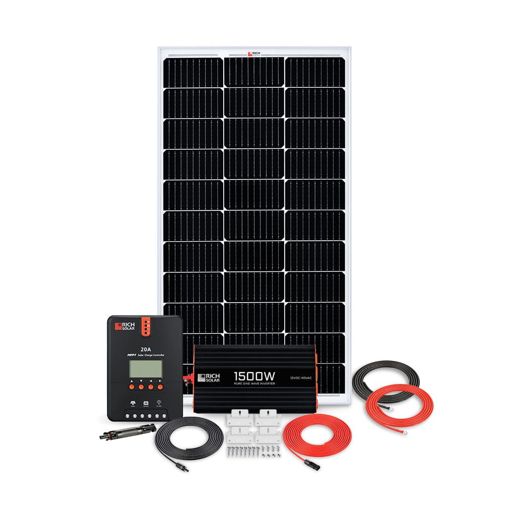RICH SOLAR | 100W RV 12V Kit Solar Kits RICH SOLAR Standard + Add 1500W 12V Pure Sine Wave Inverter (RS-V1500)