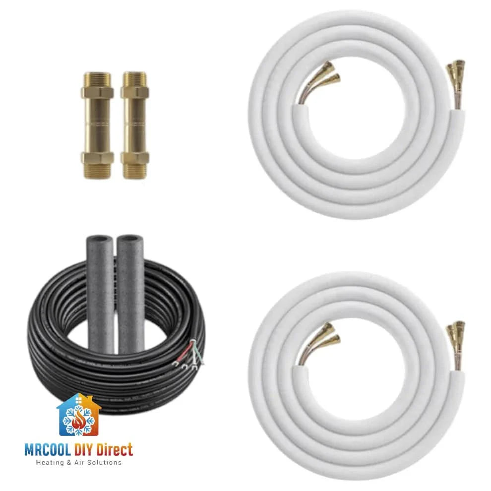 50ft MRCOOL DIY line set with R-454B refrigerant, pre-charged, includes control wire, Gen 5 mini split air conditioner line set, DIY install, coupler ready