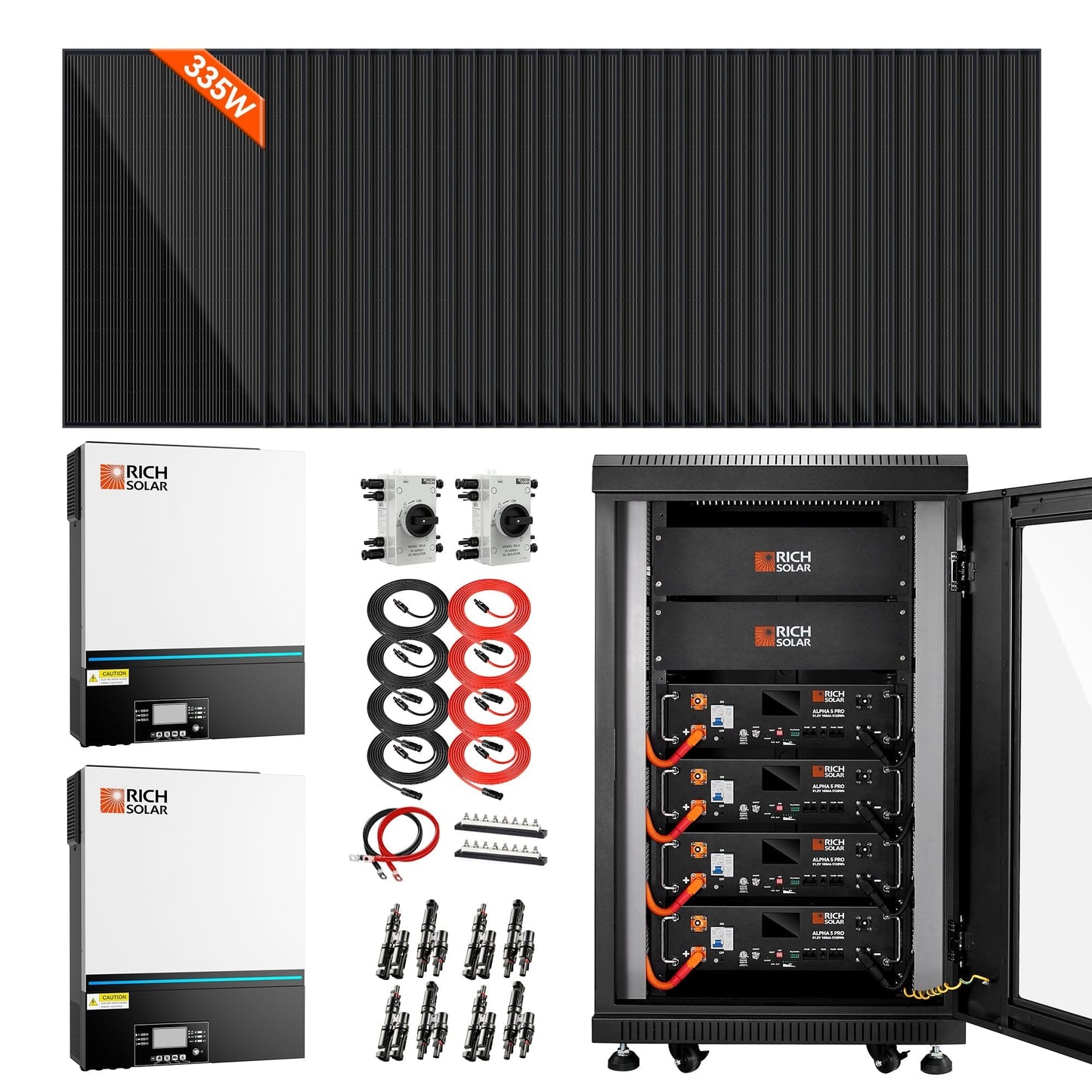 RICH SOLAR Complete Off-Grid Solar Kit | 13,000W 120/240V Output | 48VDC Solar Kits RICH SOLAR 38 x 335 Watt - 12.7KW Total