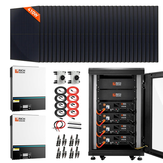 RICH SOLAR Complete Off-Grid Solar Kit | 13,000W 120/240V Output | 48VDC Solar Kits RICH SOLAR 30 x 410 Watt - 12.3KW Total