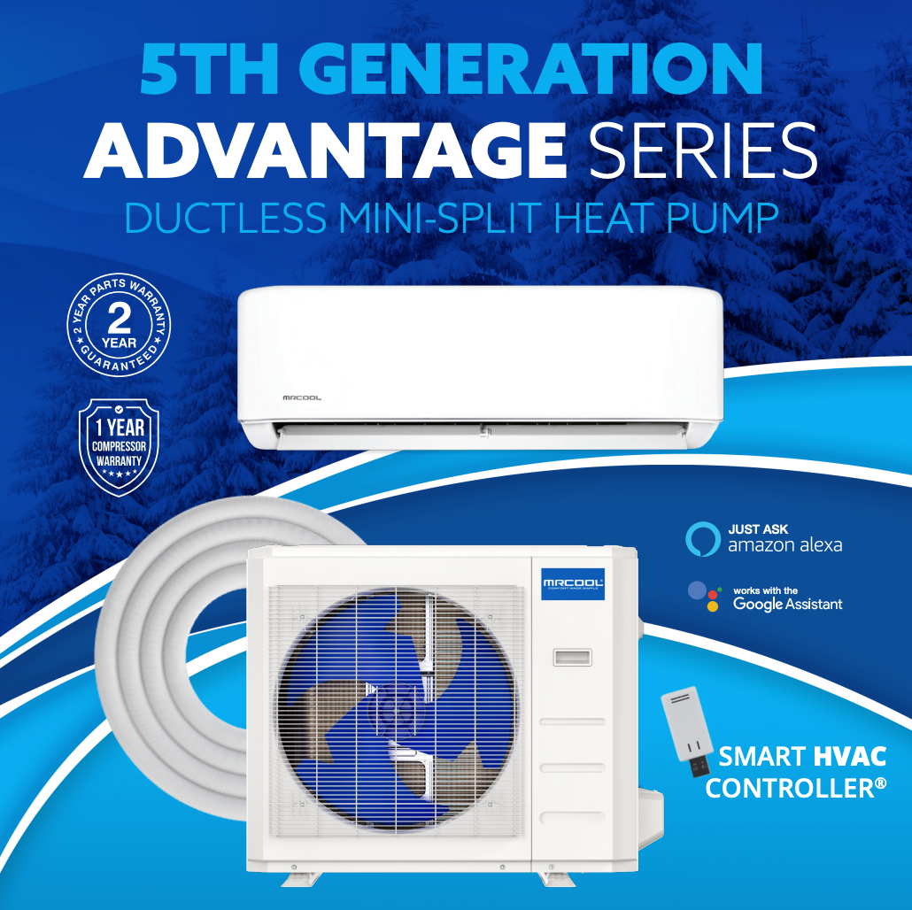 MRCOOL Advantage 5th Gen 18,000 BTU 19.2 SEER2 Ductless Mini Split Air Conditioner and Heat Pump - 230V
