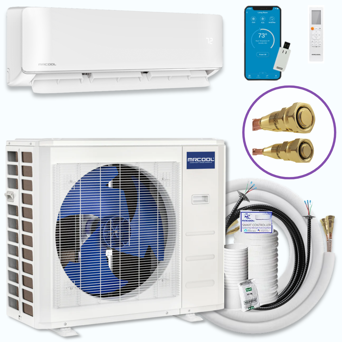 MRCOOL DIY Easy Pro 12K BTU 115V mini split system with 11.5 ft Quick Connect line set and R-454B refrigerant