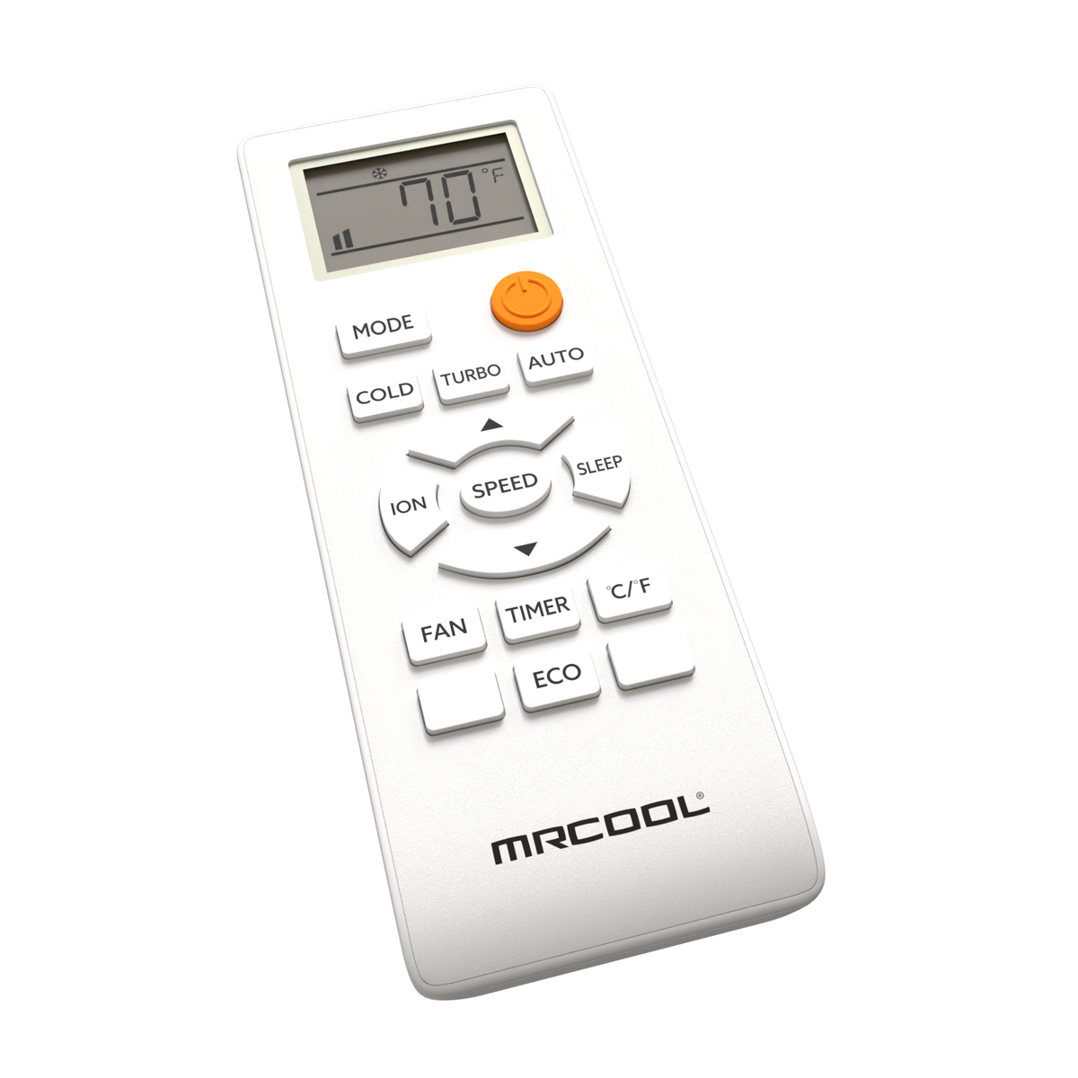 Angled view of the TravelCool MRDRC handheld remote